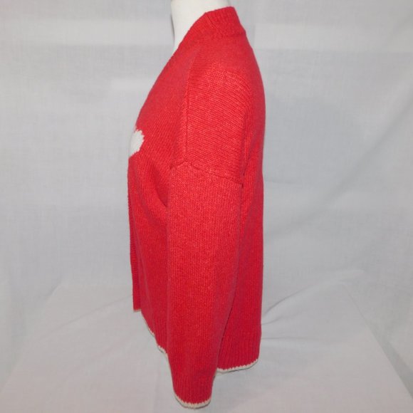 Old Navy Womens S Red White Heart Knit Cardigan Sweater Valentines love Preppy - Picture 7 of 8